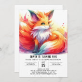 Elegante Custom Fox Verjaardag Kaart (Voorkant / Achterkant)
