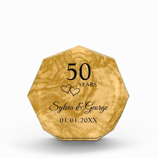 Elegante Custom Golden 50e Jubileum Keepsake Fotoblokken (Voorkant)