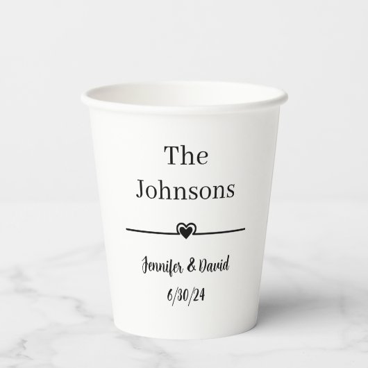 Elegante Custom Heart Photo Wedding Papieren Bekers (Achterkant)