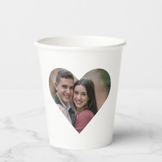 Elegante Custom Heart Photo Wedding Papieren Bekers (Voorkant)
