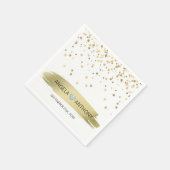 Elegante Custom Heart Wit Goud Confetti bruiloft Servet (Hoek)