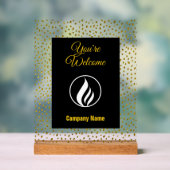 Elegante custom logo gouden stippen zwart acryl bord (Neutraal)