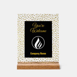 Elegante custom logo gouden stippen zwart acryl bord