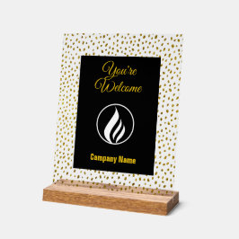 Elegante custom logo gouden stippen zwart acryl bord