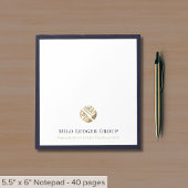 Elegante Custom Logo Navy Blue Border Notitieblok