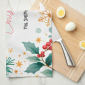 Elegante Custom Merry Christmas Keuken Handdoek (Quarter Fold)