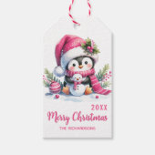 Elegante Custom Merry Christmas Pink Schattigee Pi Cadeaulabel (Voorkant)
