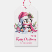 Elegante Custom Merry Christmas Pink Schattigee Pi Cadeaulabel (Achterkant)