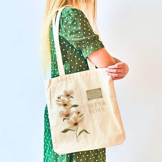 Elegante Custom Monogram Naam  Bloemen Stempel Tote Bag