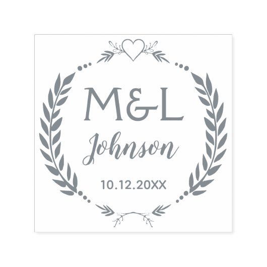 Elegante Custom Monogrammen Bruiloft Zelfinkt Stem Zelfinktende Stempel (Design)
