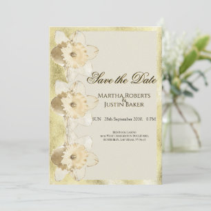 Elegante custom narcis bloem met gouden lijst kaart