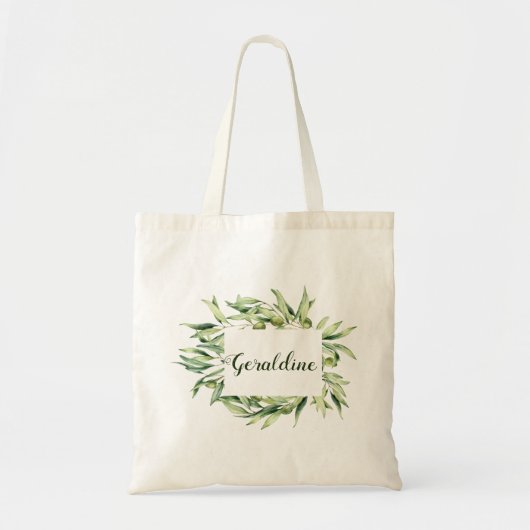 Elegante Custom Olive Boho Chic gepersonaliseerde  Tote Bag (Voorkant)