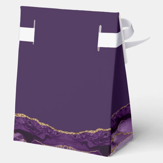 Elegante Custom Paarse Gold Bat Mitswa Party Bedankdoosjes (Achterkant)