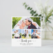 Elegante Custom Passen getrouwd 4 Photo Collage We Bedankkaart (Staand voorkant)