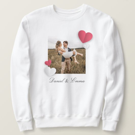 Elegante Custom Photo Sweatshirt met namen paar (Design voorkant)