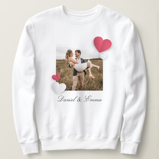 Elegante Custom Photo Sweatshirt met namen paar (Design voorkant)