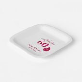 Elegante Custom Red Rose Floral 60e Jubileum Papieren Bordje (Gebogen)