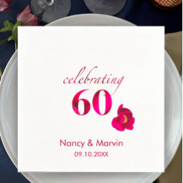 Elegante Custom Red Rose Floral 60e Jubileum Servet
