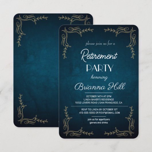 Elegante Custom Retirement Party Uitnodiging (Voorkant / Achterkant)