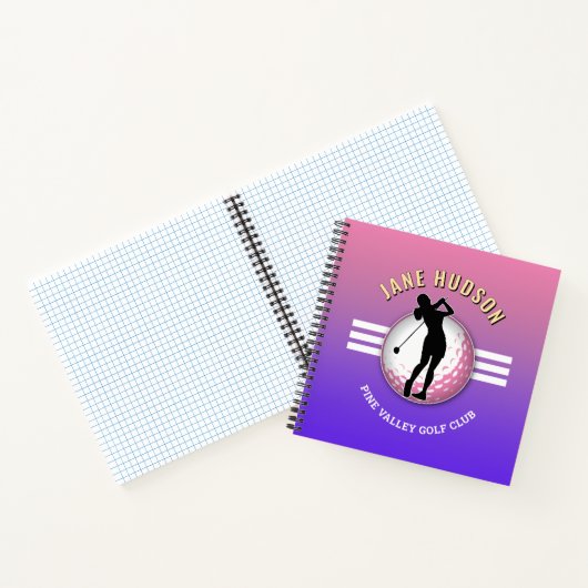 Elegante Custom Vrouwen Golfer Design Notitieboek (Binnen)