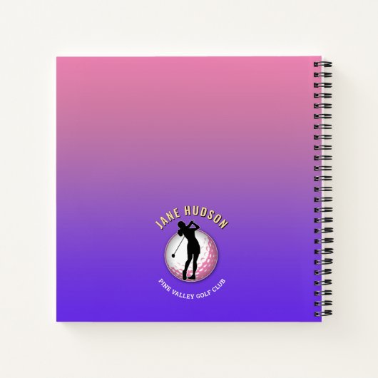 Elegante Custom Vrouwen Golfer Design Notitieboek (Achterkant)