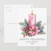 Elegante CUSTOM Waterverf kerstkaars Feestdagenkaart (Voorkant / Achterkant)