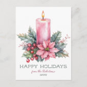 Elegante CUSTOM Waterverf kerstkaars Feestdagenkaart (Voorkant)