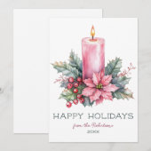 Elegante CUSTOM Waterverf kerstkaars Feestdagenkaart (Voorkant / Achterkant)