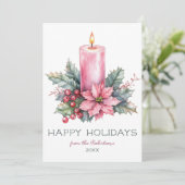 Elegante CUSTOM Waterverf kerstkaars Feestdagenkaart (Staand voorkant)