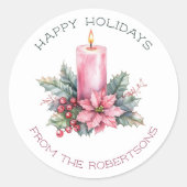 Elegante CUSTOM Waterverf kerstkaars Ronde Sticker (Voorkant)