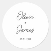 Elegante Custom Wedding Couple Naam Wedding Favori Ronde Sticker (Voorkant)