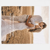 Elegante Custom Wedding Photo Bride & Groom's Name Fleece Deken (Voorkant (Horizontaal))