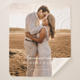 Elegante Custom Wedding Photo Bride & Groom's Name Sherpa Deken