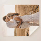 Elegante Custom Wedding Photo Bride & Groom's Name Sherpa Deken (Voorkant (horizontaal))
