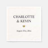 Elegante Custom Wit Goud Kleur Hart Wedding Servet (Voorkant)