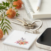 Elegante Cute Bloem- en Vlinderontwerp Sleutelhanger (Voorkant Rechts)
