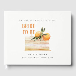 Elegante Cute Boho Sinaasappel Fruit Cake Bruidsdo Gastenboek