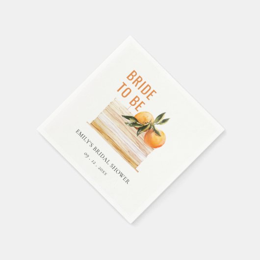 Elegante Cute Boho Sinaasappel Fruit Cake Bruidsdo Servet (Hoek)