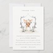 Elegante Cute Donkere Hert Bloem Crest Trouw Bedankkaart (Voorkant)