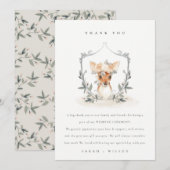 Elegante Cute Donkere Hert Bloem Crest Trouw Bedankkaart (Voorkant / Achterkant)