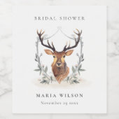 Elegante Cute Donkere Hert Florale Kuif Bruidsdouc Wijn Etiket (Enkel label)