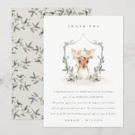 Elegante Cute Donkere Hert Florale Kuif Trouw Bedankkaart