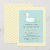 Elegante Cute Eend Chevron Babyshower Uitnodiginge Kaart (Voorkant / Achterkant)