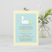 Elegante Cute Eend Chevron Babyshower Uitnodiginge Kaart (Staand voorkant)