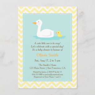 Elegante Cute Eend Chevron Babyshower Uitnodiginge Kaart
