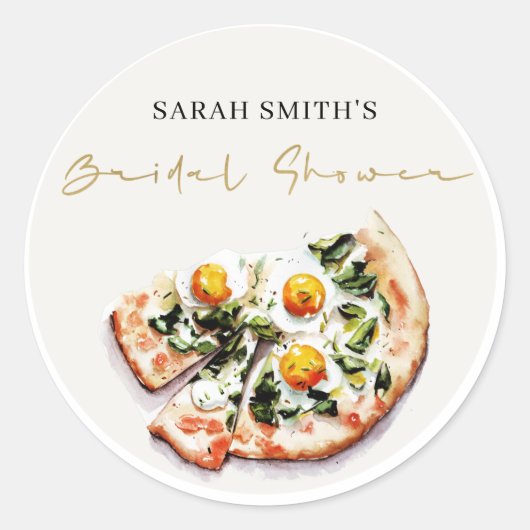 Elegante Cute Ei Basilicum Pizza Bruiloft Feest Ronde Sticker (Voorkant)