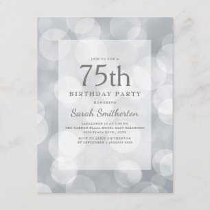 Elegante Cute Glitterende Zilveren Bokeh 75e Verja Kaart