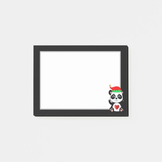 Elegante Cute Panda Beer Cartoon op Zwart & Wit Post-it® Notes (Voorkant)