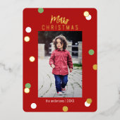 Elegante Cute Prettig Kerstmis Custom Foto  Folie Folie Feestdagenkaart (Voorkant)