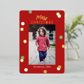 Elegante Cute Prettig Kerstmis Custom Foto  Folie Folie Feestdagenkaart (Staand Voorkant)